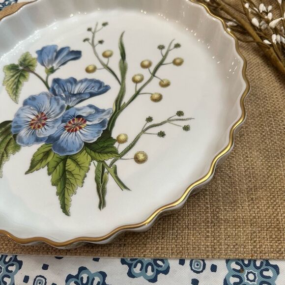 Spode Stafford Flowers Lida & Acacia Flan Tart Quiche Dish 10" Round NEW - Picture 3 of 9